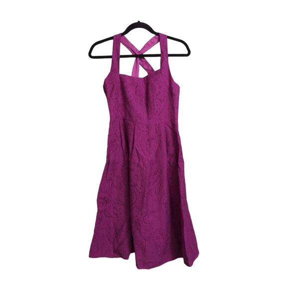 Nanette Lepore Dresses & Skirts - Nanette Lepore Womens Sundress Purple Paisley Lined Midi Pockets Textured 0